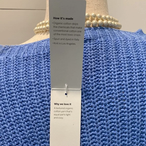 Eileen Fisher Organic Textured Cotton Sweater Bright Blue size XL NWT - Picture 8 of 10